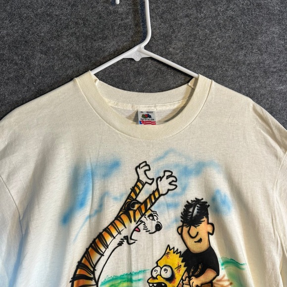Vintage Single Stitch Calvin and Hobbes Airbrushed T Shirt Men's XL - Picture 6 of 15